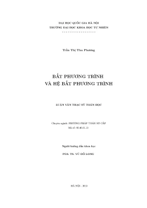 Luận văn thạc sĩ hus bất phương trình và hệ bất phương trình luận văn thạc sĩ toán học 60 46 01 13