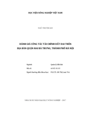Luận văn thạc sĩ vnua đánh giá công tác tài chính đất đai trên địa bàn quận hai bà trưng thành phố hà nội