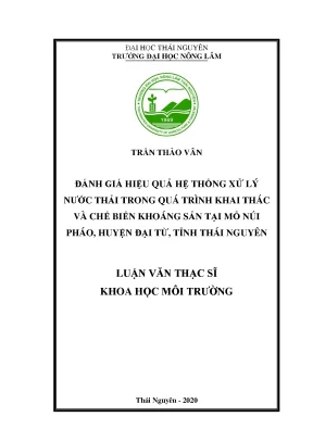 Luận văn thạc sĩ hay đánh giá hiệu quả hệ thống xử lý nước thải trong quá trình khai thác và chế biến khoáng sản tại mỏ núi pháo huyện đại từ tỉnh thái nguyên
