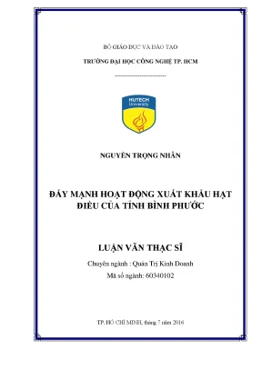 Luận văn thạc sĩ hay đẩy mạnh hoạt động khẩu hạt điều của tỉnh bình phƣớc