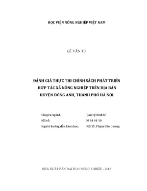 Luận văn thạc sĩ vnua đánh giá thực thi chính sách phát triển hợp tác xã nông nghiệp trên địa bàn huyện đông anh thành phố hà nội