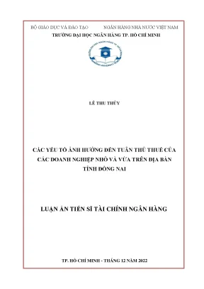 Các yếu tố ảnh hưởng đến tuân thủ thuế của các doanh nghiệp nhỏ và vừa trên địa bàn tỉnh đồng nai