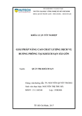 Luận văn thạc sĩ hay giải pháp nâng cao chất lượng dịch vụ buồng phòng tại khách sạn sài gòn