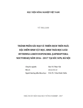 Luận văn thạc sĩ vnua thành phần sâu hại và thiên địch trên ngô đặc điểm sinh vật học sinh thái học loài mythimna loreyi duponchel lepidoptera noctuidae năm 2016 2017 tại sóc sơn hà nội