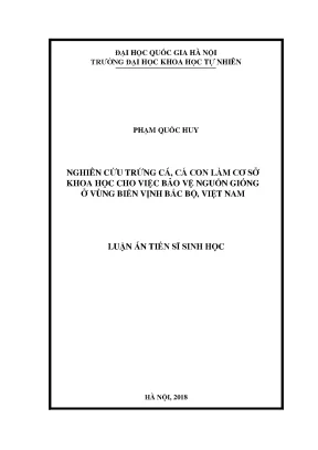 Luận án tiến sĩ hus nghiên cứu trứng cá cá con làm cơ sở khoa học cho việc bảo vệ nguồn giống ở vùng biển vịnh bắc bộ việt nam