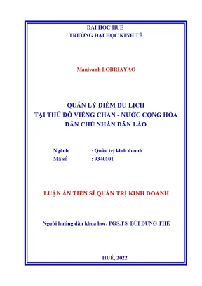 Luận án tiến sĩ quản lý điểm du lịch tại thủ đô viêng chăn nước cộng hòa dân chủ nhân dân lào