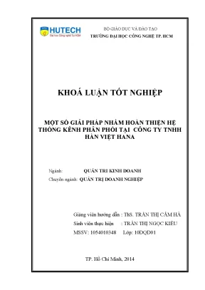 Luận văn thạc sĩ hay một số giải pháp nhằm hoàn thiện hệ thống kênh phân phối tại công ty tnhh hàn việt hana
