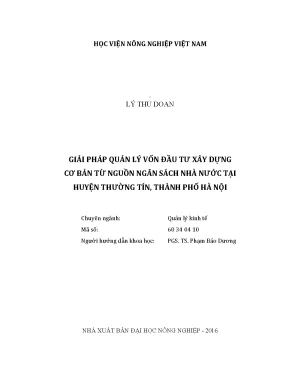 Luận văn thạc sĩ vnua giải pháp quản lý vốn đầu tư xây dựng cơ bản từ nguồn ngân sách nhà nước tại huyện thường tín thành phố hà nội
