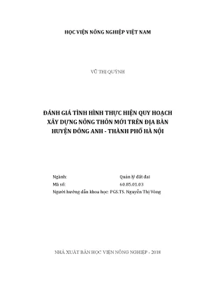 Luận văn thạc sĩ vnua đánh giá tình hình thực hiện quy hoạch xây dựng nông thôn mới trên địa bàn huyện đông anh thành phố hà nội