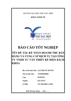 Khóa luận tốt nghiệp kế toán doanh thu bán hàng và cung cấp dịch vụ tại công ty tnhh tư vấn thiết kế điện bách khoa
