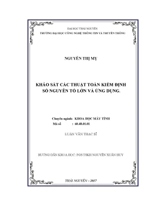 Luận văn thạc sĩ hay khảo sát các thuật toán kiểm định số nguyên tố lớn và ứng dụng