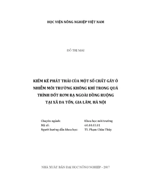 Luận văn thạc sĩ vnua kiểm kê phát thải của một số chất gây ô nhiễm môi trường không khí trong quá trình đốt rơm rạ ngoài đồng ruộng tại xã đa tốn gia lâm hà nội