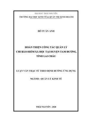 Luận văn thạc sĩ hay hoàn thiện công tác quản lý chi bảo hiểm xã hội tại huyện tam đường tỉnh lai châu