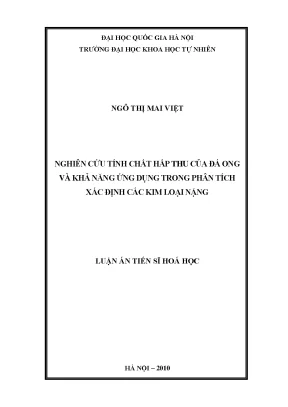 Luận án tiến sĩ hus nghiên cứu tính chất hấp thu của đá ong và khả năng ứng dụng trong phân tích xác định các kim loại nặng