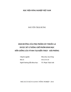 Luận văn thạc sĩ vnua ảnh hưởng của phụ phậm cây thuốc lá được xử lý bằng chế phẩm sinh học đến giống lúa vt404 tại kiến thụy hải phòng
