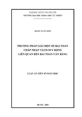 Luận án tiến sĩ hus phương pháp giải một số bài toán chấp nhận tách suy rộng liên quan đến bài toán cân bằng