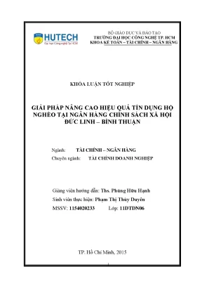 Luận văn thạc sĩ hay giải pháp nâng cao hiệu quả tín dụng hộ nghèo tại ngân hàng chính sách xã hội đức linh bình thuận