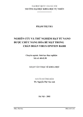 Luận văn thạc sĩ hus nghiên cứu và thử nghiệm hạt từ nano được chức năng hóa bề mặt trong chẩn đoán virus epstein barr