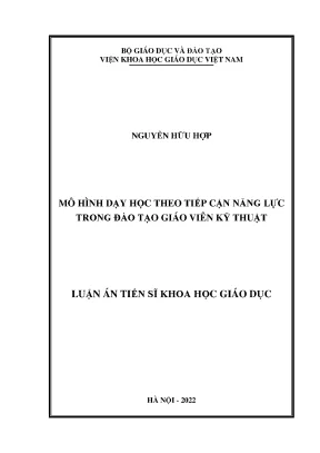 Luận án tiến sĩ mô hình dạy học theo tiếp cận năng lực trong đào tạo giáo viên kĩ thuật