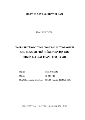 Luận văn thạc sĩ vnua giải pháp tăng cường công tác hướng nghiệp cho học sinh phổ thông trên địa bàn huyện gia lâm thành phố hà nội