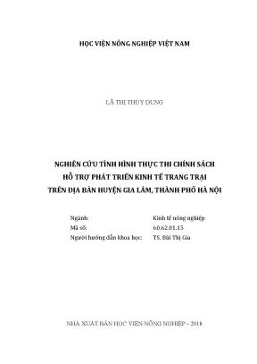 Luận văn thạc sĩ vnua nghiên cứu tình hình thực thi chính sách hỗ trợ phát triển kinh tế trang trại trên địa bàn huyện gia lâm thành phố hà nội
