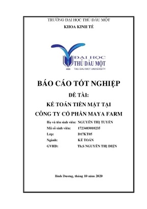 Khóa luận tốt nghiệp kế toán vốn bằng tiền mặt tại công ty cổ phần maya farm