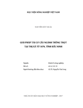 Luận văn thạc sĩ vnua giải pháp tái cơ cấu ngành trồng trọt tại thị xã từ sơn tỉnh bắc ninh