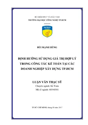 Luận văn thạc sĩ hay định hướng sử dụng giá trị hợp lý trong công tác kế toán tại các doanh nghiệp xây dựng tp hcm