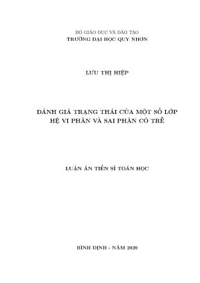 Luận văn thạc sĩ hay đánh giá trạng thái của một số lớp hệ vi phân và sai phân có trễ
