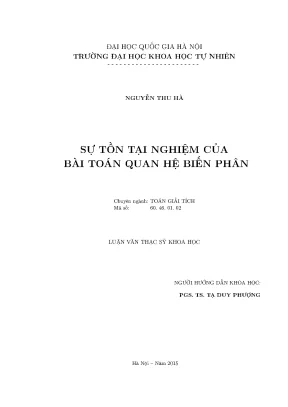 Luận văn thạc sĩ hus sự tồn tại nghiệm của bài toán quan hệ biến phân
