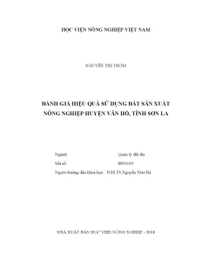 Luận văn thạc sĩ vnua đánh giá hiệu quả sử dụng đất sản xuất nông nghiệp huyện vân hồ tỉnh sơn la