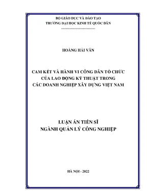 Luận án tiến sĩ cam kết và hành vi công dân tổ chức của lao động kỹ thuật trong các doanh nghiệp xây dựng việt nam