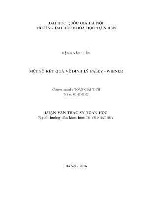 Luận văn thạc sĩ hus một số kết quả về định lý paley wiener 001