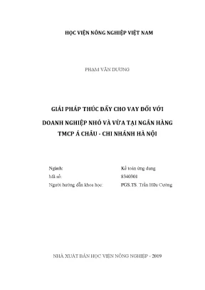 Luận văn thạc sĩ vnua giải pháp thúc đẩy cho vay đối với doanh nghiệp nhỏ và vừa tại ngân hàng thương mại cổ phần á châu chi nhánh hà nội