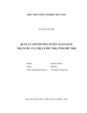 Luận văn thạc sĩ vnua quản lý chi thường xuyên ngân sách nhà nước của thị xã phú thọ tỉnh phú thọ