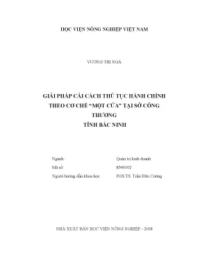Luận văn thạc sĩ vnua giải pháp cải cách thủ tục hành chính theo cơ chế một cửa tại sở công thương tỉnh bắc ninh