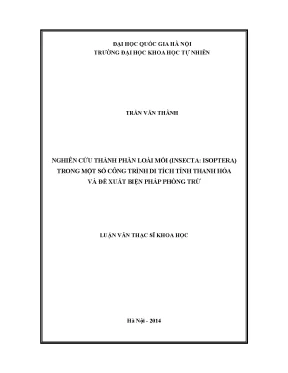 Luận văn thạc sĩ hus nghiên cứu thành phần loài mối insecta isoptera trong một số công trình di tích tỉnh thanh hóa và đề xuất biện pháp phòng trừ