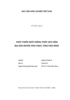 Luận văn thạc sĩ vnua phát triển nuôi trồng thủy sản trên địa bàn huyện thái thụy tỉnh thái bình