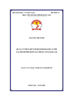 Luận văn thạc sĩ quản lý thuế đối với hộ kinh doanh cá thể tại thành phố buôn ma thuột tỉnh đắk lắk