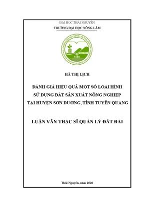 Luận văn thạc sĩ hay đánh giá hiệu quả một số loại hình sử dụng đất sản xuất nông nghiệp tại huyện sơn dương tỉnh tuyên quang