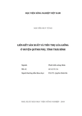 Luận văn thạc sĩ vnua liên kết sản xuất và tiêu thụ lúa giống ở huyện quỳnh phụ tỉnh thái bình
