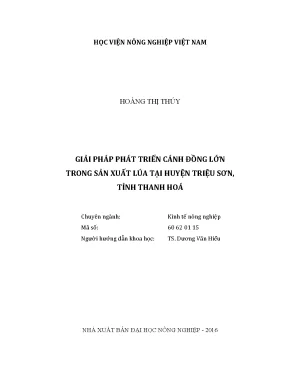 Luận văn thạc sĩ vnua giải pháp phát triển cánh đồng lớn trong sản xuất lúa tại huyện triệu sơn tỉnh thanh hóa