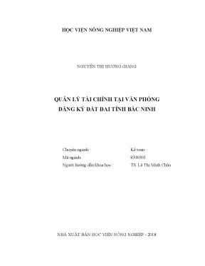 Luận văn thạc sĩ vnua quản lý tài chính tại văn phòng đăng ký đất đai tỉnh bắc ninh