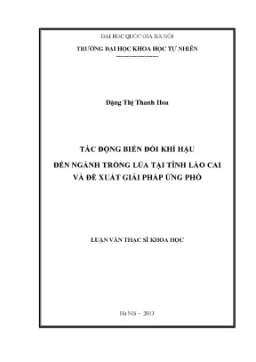 Luận văn thạc sĩ hus tác động biến đổi khí hậu đến ngành trồng lúa tại tỉnh lào cai và đề xuất giải pháp ứng phó