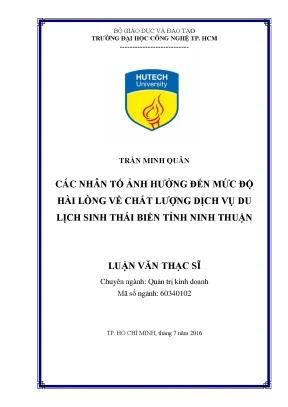 Luận văn thạc sĩ hay các nhân tố ảnh hưởng đến mức độ hài lòng về chất lượng dịch vụ du lịch sinh thái biển tỉnh ninh thuận
