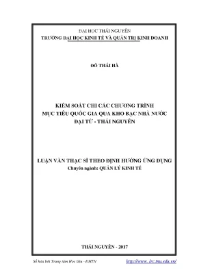 Luận văn thạc sĩ hay kiểm soát chi các chương trình mục tiêu quốc gia qua kho bạc nhà nước đại từ thái nguyên