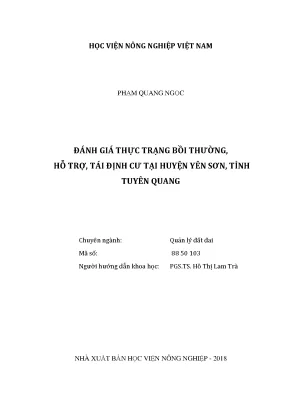 Luận văn thạc sĩ vnua đánh giá thực trạng bồi thường hỗ trợ tái định cư tại huyện yên sơn tỉnh tuyên quang
