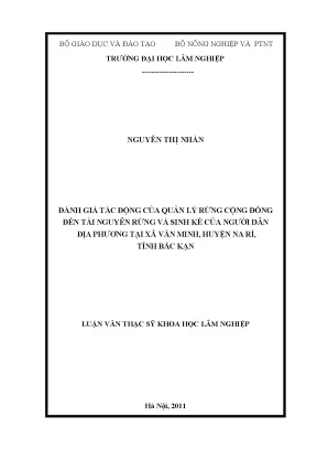 Luận văn thạc sĩ hay đánh giá tác động của quản lý rừng cộng đồng đến tài nguyên rừng và sinh kế của người dân địa phương tại xã văn minh huyện na rì tỉnh bắc kạn