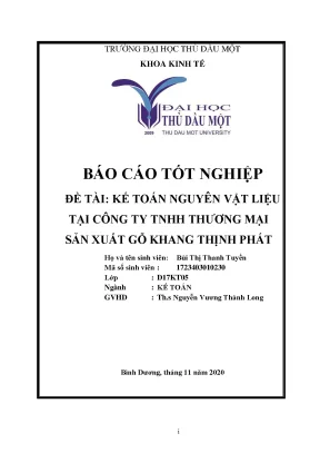 Khóa luận tốt nghiệp kế toán nguyên vật liệu tại công ty tnhh thương mại và sản xuất gỗ khang thịnh phát