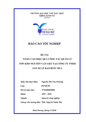 Khóa luận tốt nghiệp nâng cao hiệu quả công tác quản lý tồn kho nguyên vật liệu tại công ty tnhh sản xuất bao bì fuhua